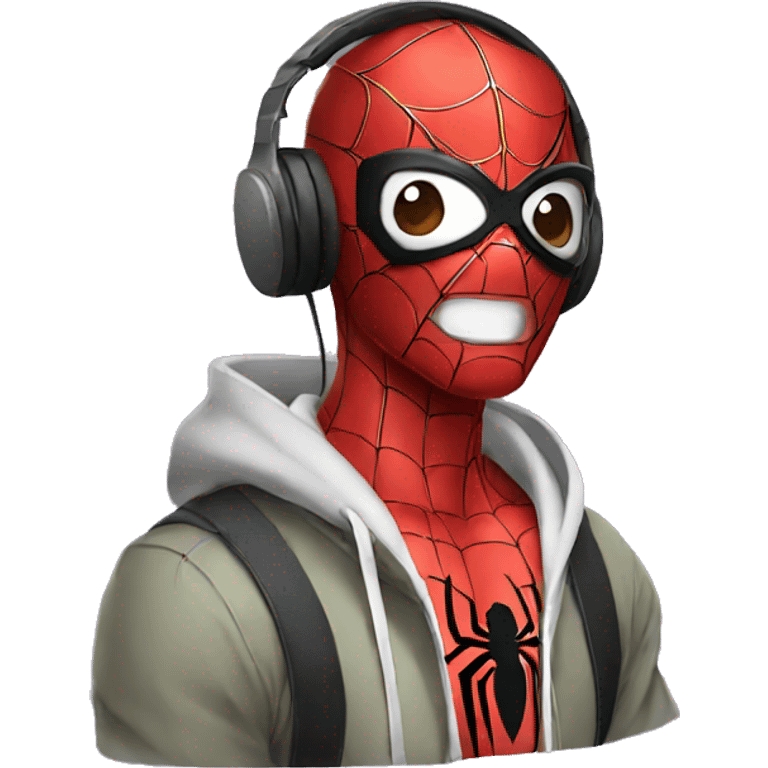 anime spiderman wearing headphones emoji