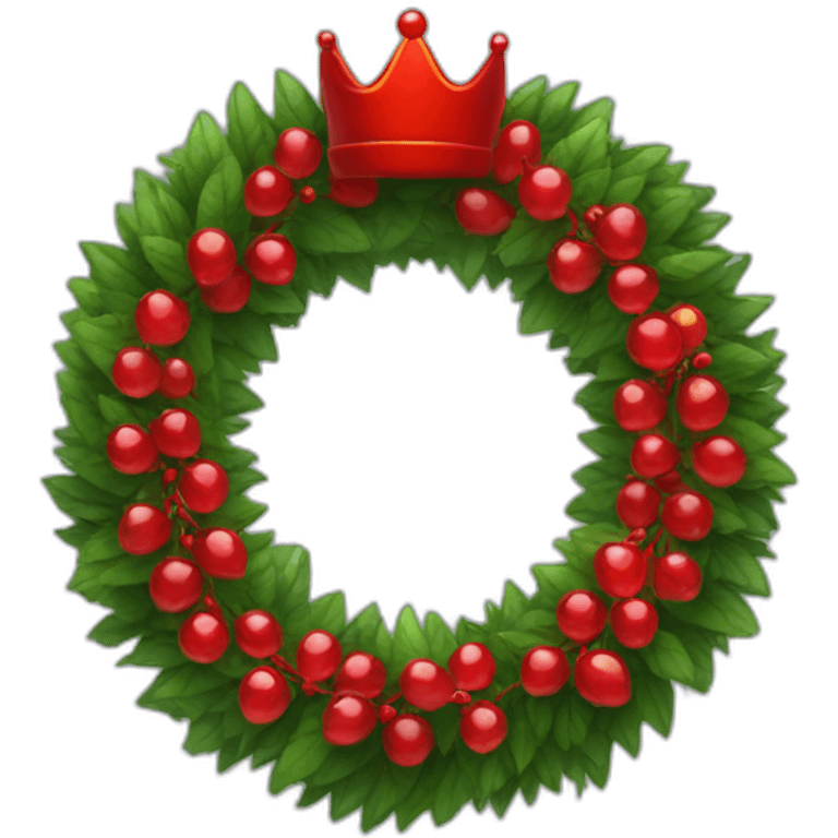 red crown wreath with a red water drop on the inside of the wreath emoji