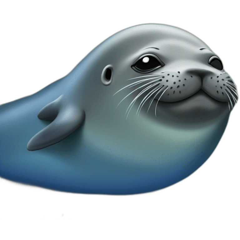 A monk seal sun bathing on space emoji