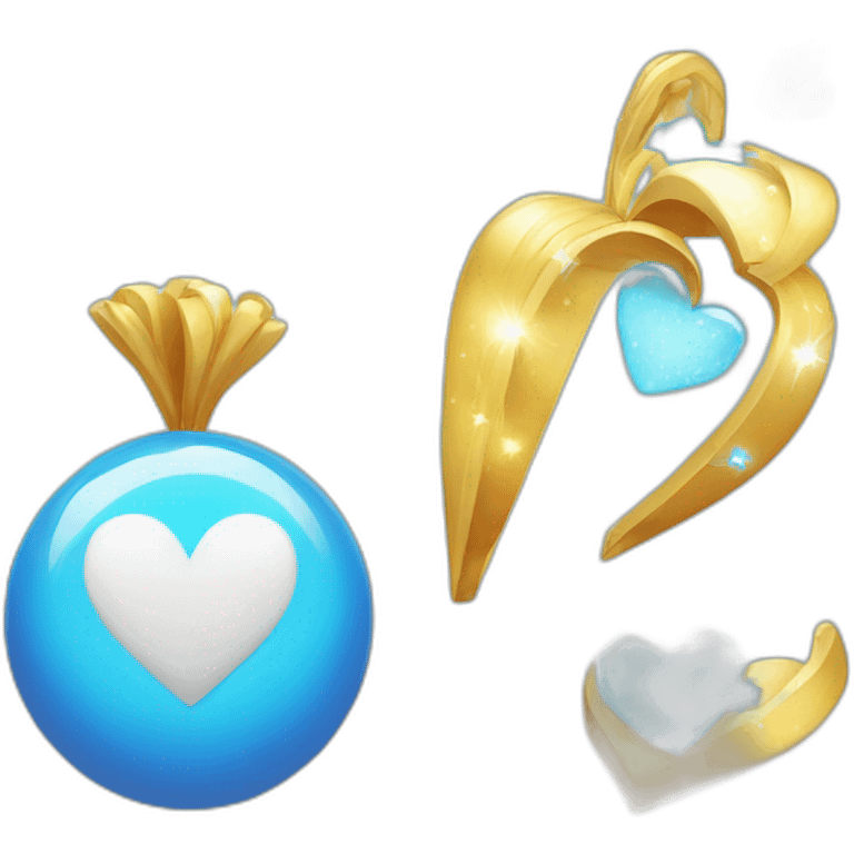 Emoji de un corazon celeste con brillitos emoji