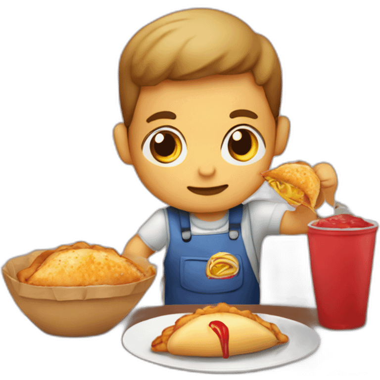 Niño Comiendo empanada en restaurante  emoji