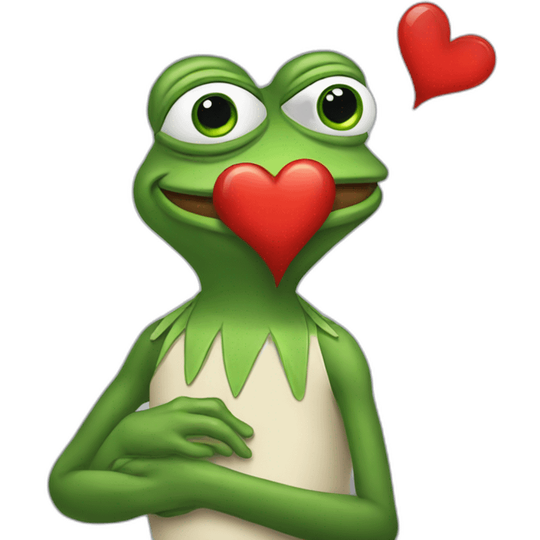 pepe the frog holding red heart emoji