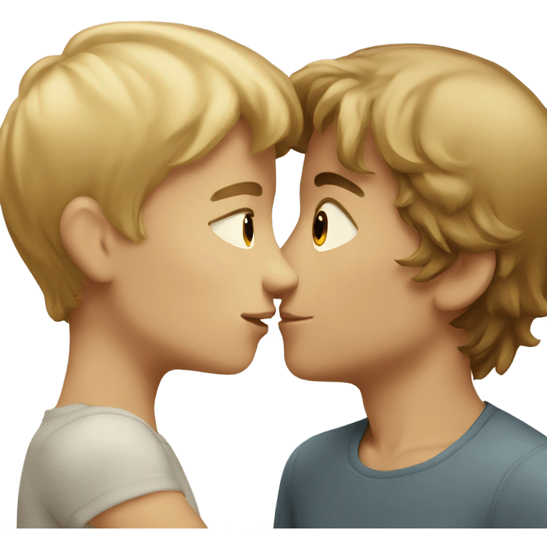 Blond girl kisses a Brown haired boy emoji