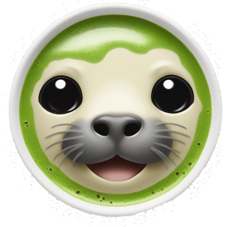 Seal drinking matcha latte emoji