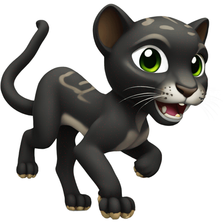 Black puma play with snake  emoji