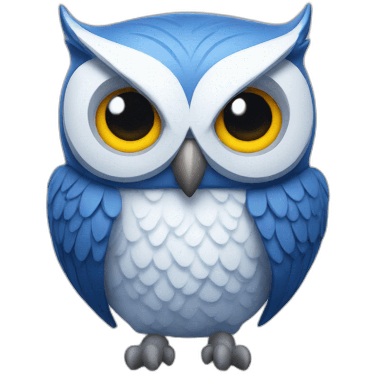 Blue and white owl aggressive emoji