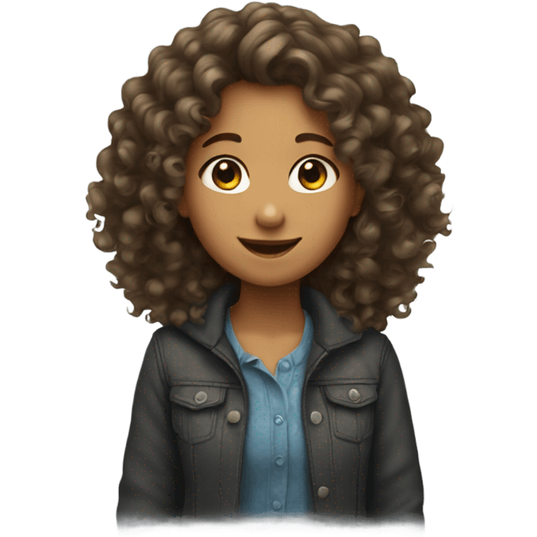 a girl with curly hair happy emoji