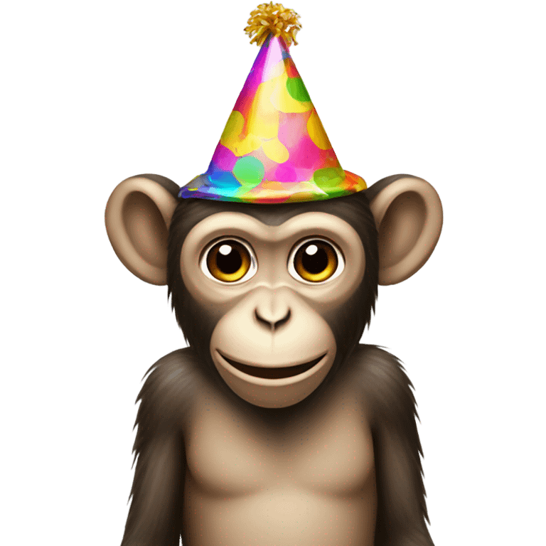 Monkey wearing a party hat emoji