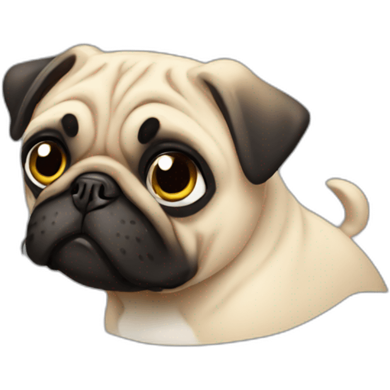 pug wearing a black t-shirt emoji