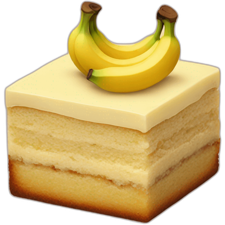 square banana cake with banana on top emoji