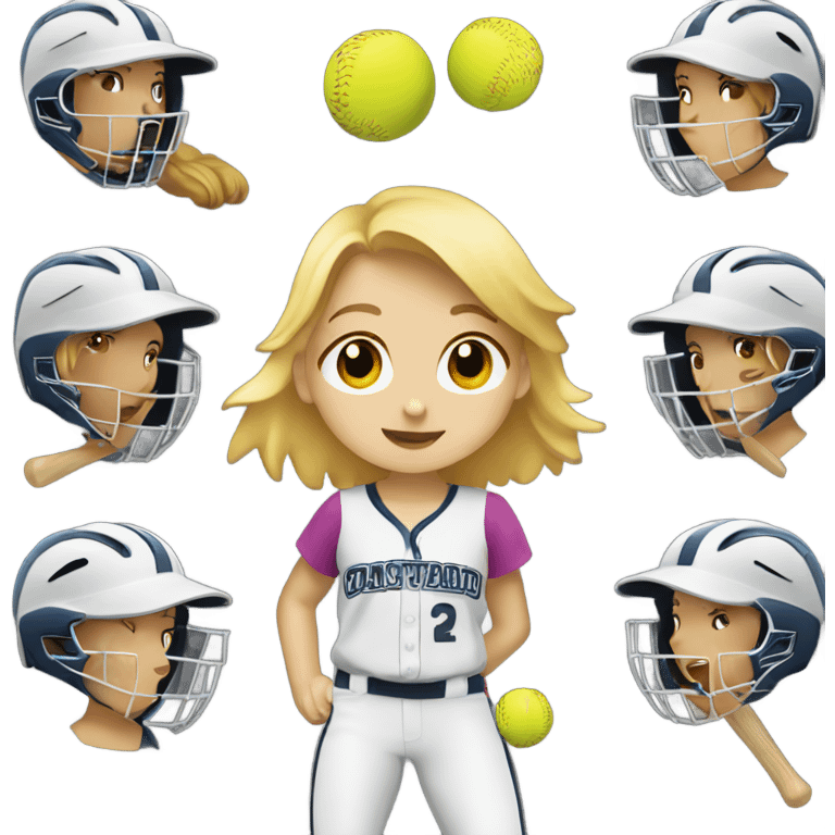 Blonde girl playing back catcher softball  emoji