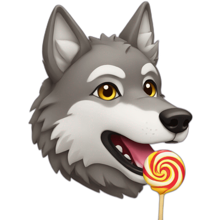 Wolf eating a lollipop emoji