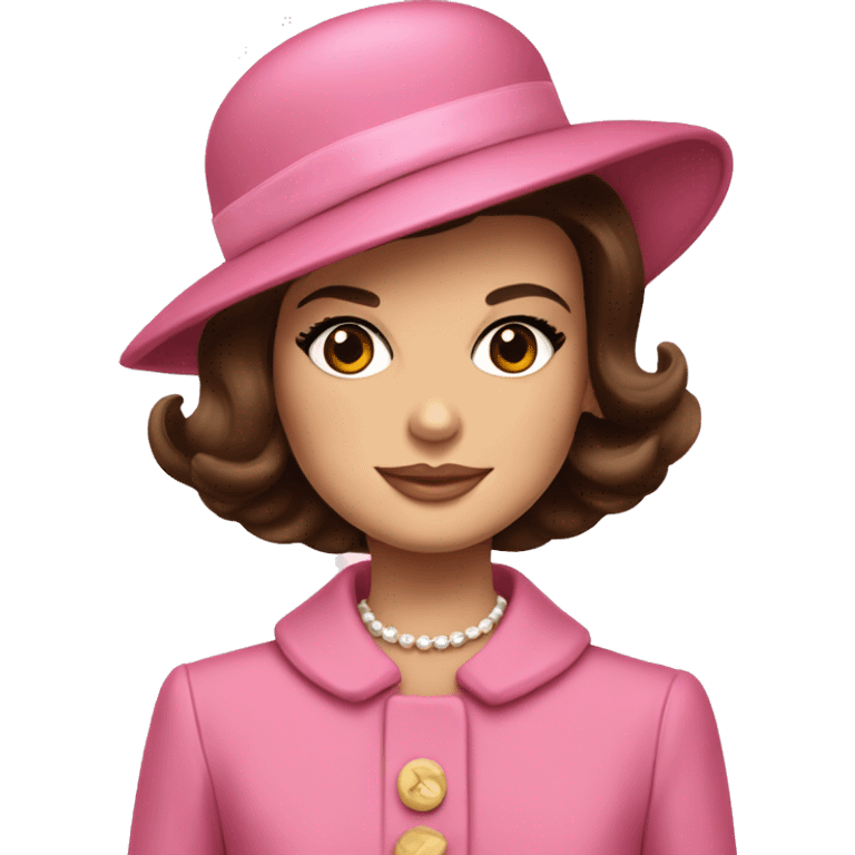 Young Jackie Kennedy in pink suit and pillbox hat emoji