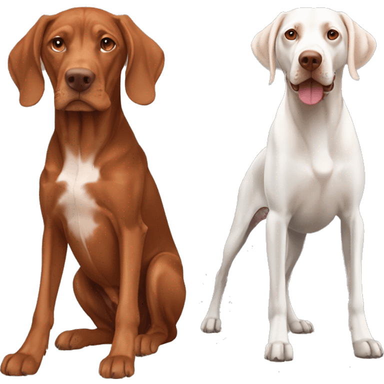 Two vizslas and Germain short hair pointer emoji