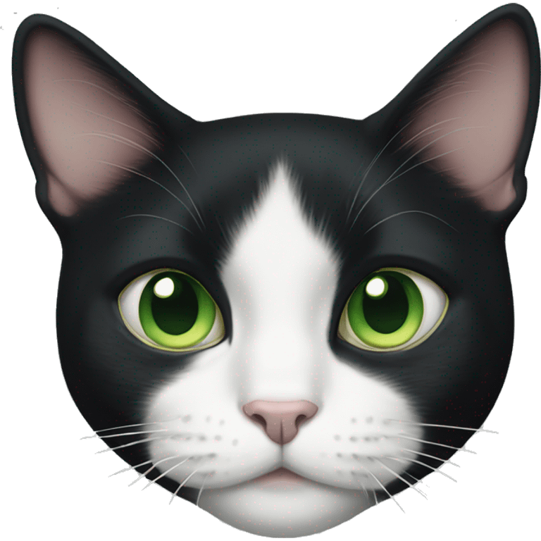 Tuxedo cat green eyes emoji