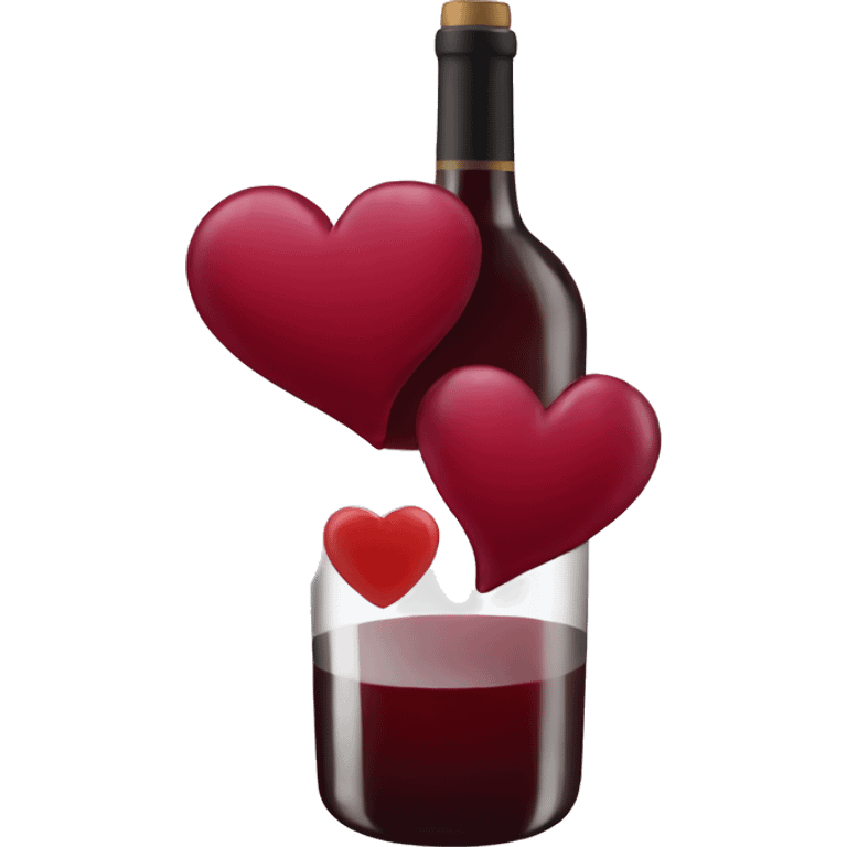 a red wine coloured heart with other hearts near it emoji