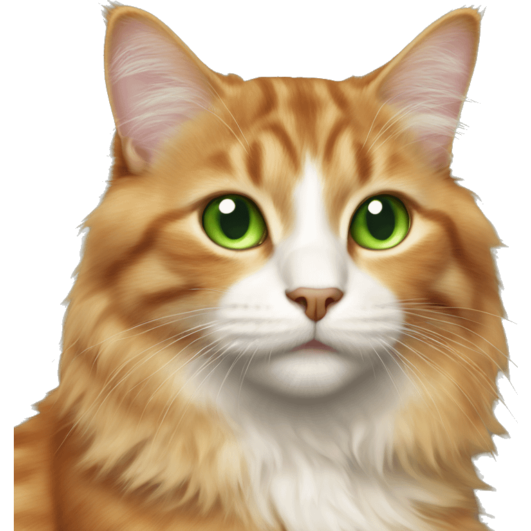 Orangish fluffy tabby female cat with green eyes emoji