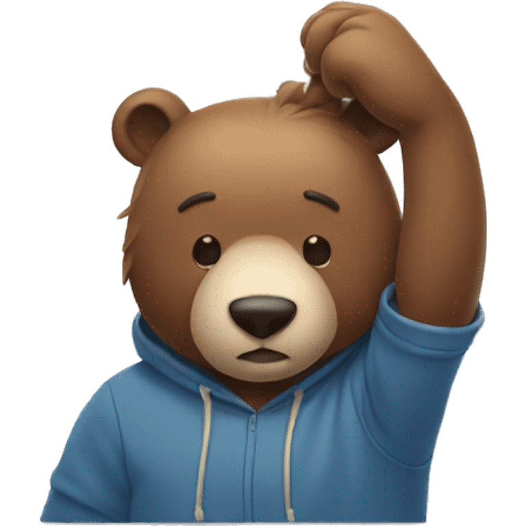 Thoughtful bear scratching his head emoji