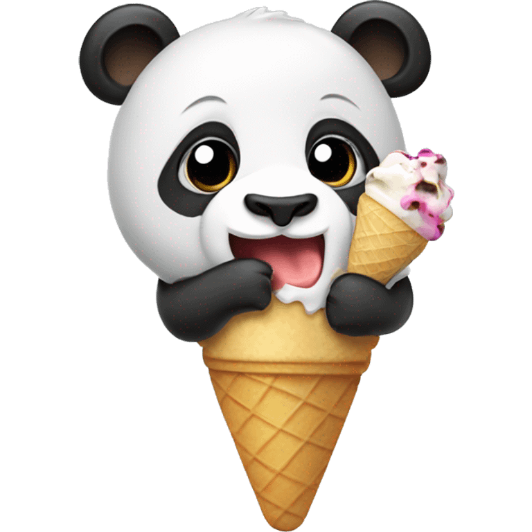 Panda eating ice cream emoji