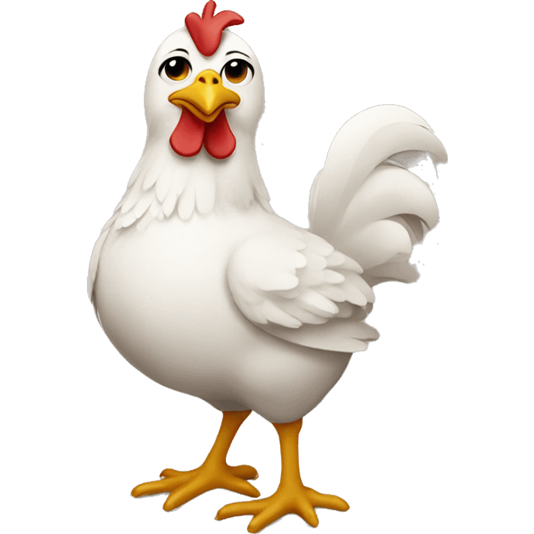 Chicken wearing a dress emoji