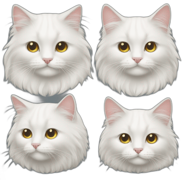 white long-haired cat with differenpupils emoji