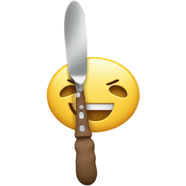 Smiling face holding a butter knife in each hand emoji