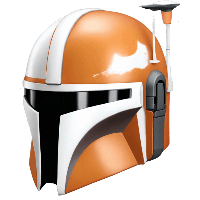 Pastel orange and white colored Mandalorian helmet with antenna emoji