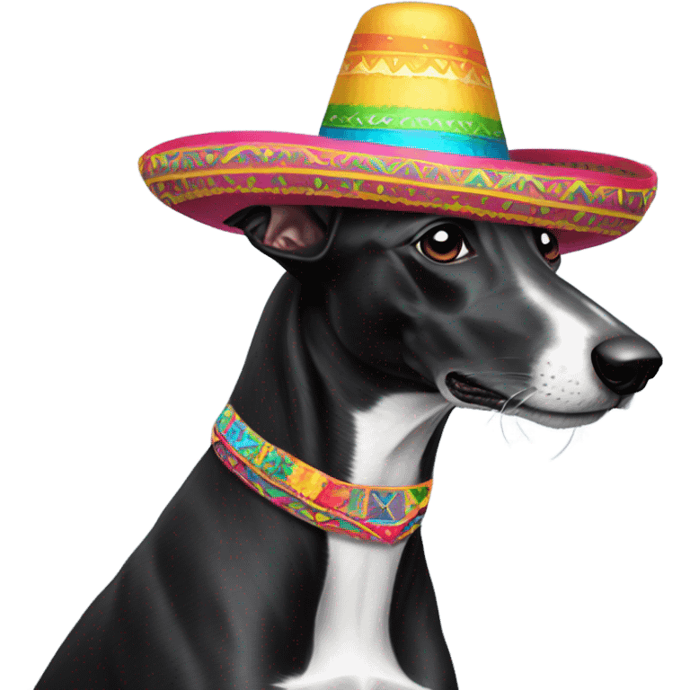 Black greyhound with sombrero  emoji