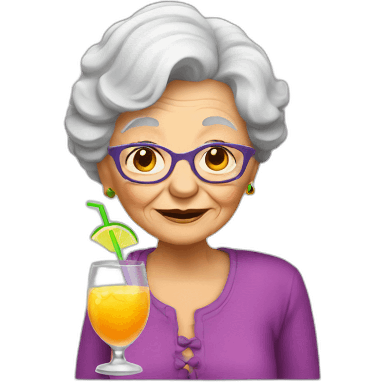 granny drinking coctail emoji