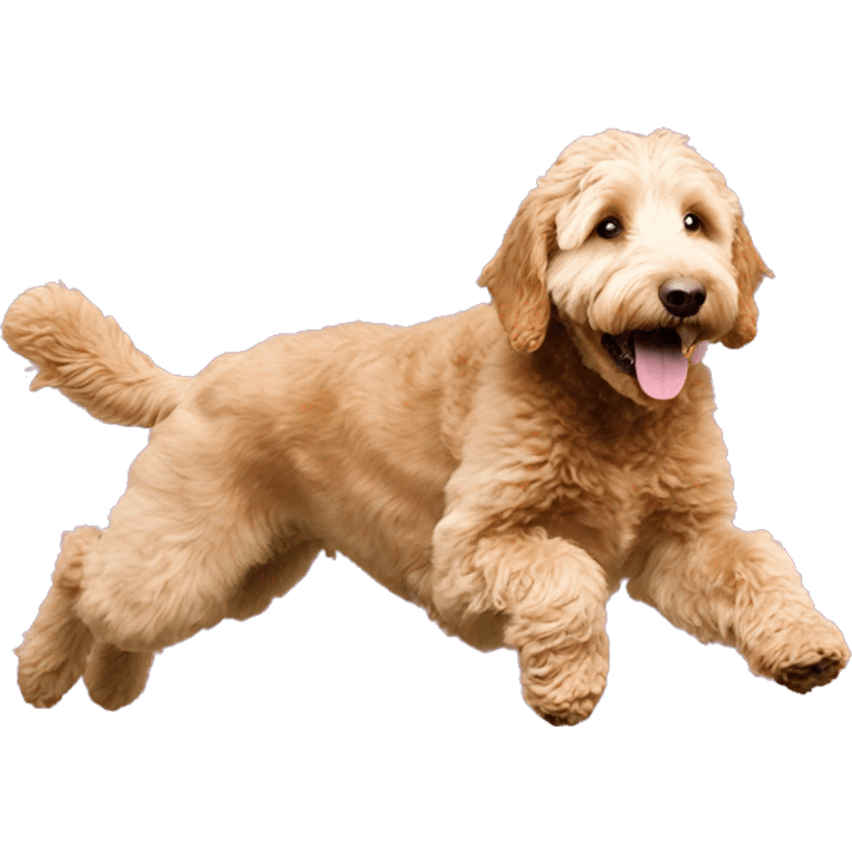 goldendoodle jumping the  emoji