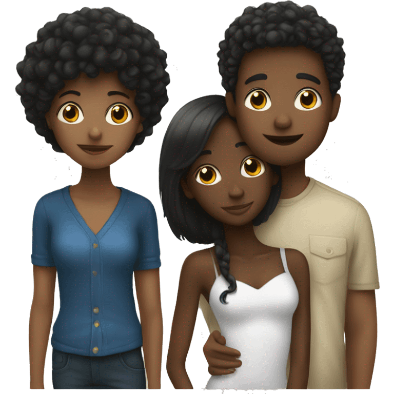 a black girl , and a white boy kissing emoji