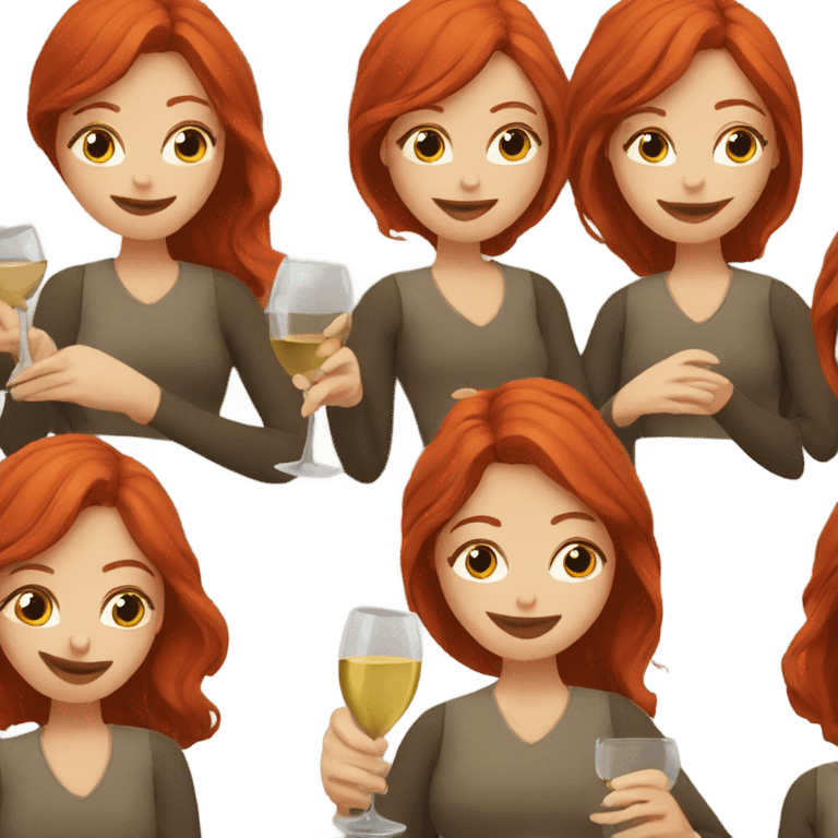 Red headed woman drinking wine emoji