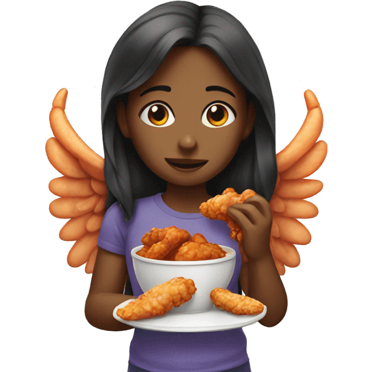 Girl eating wings emoji