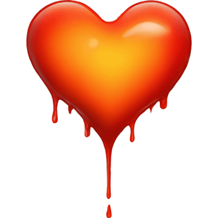 bleeding red heart shape glowing red-orange emoji