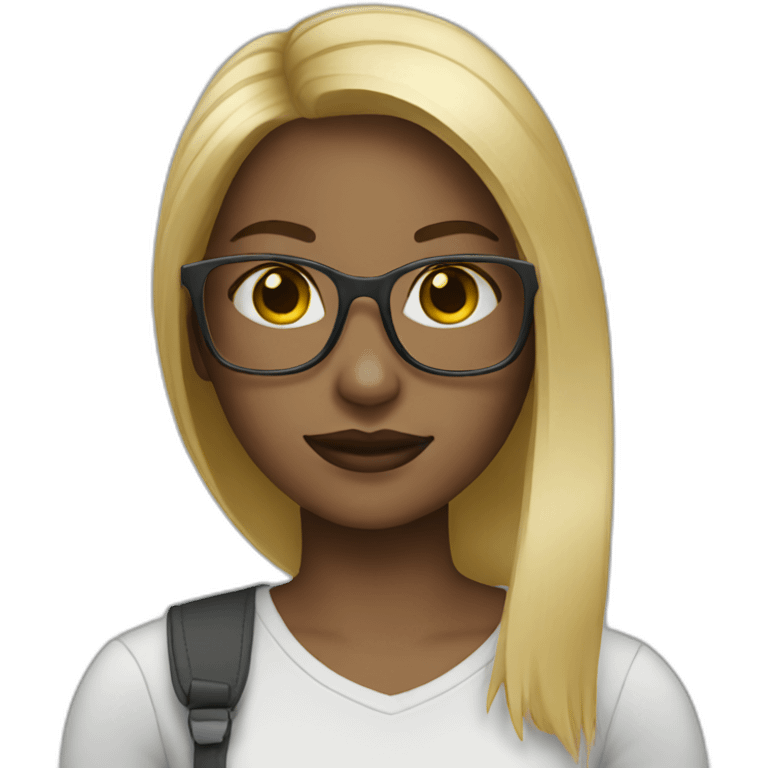 blonde straight hair girl glasses emoji