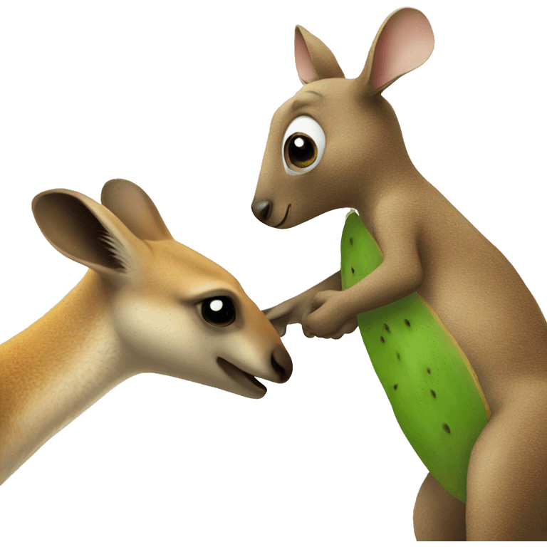 kangaroo and kiwi shaking hands emoji