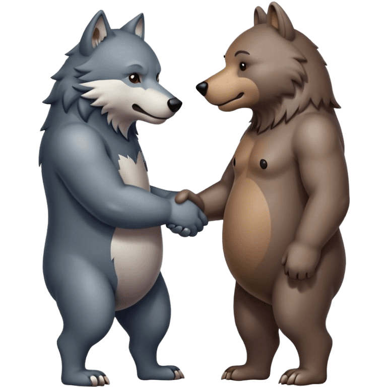 Wolf and Bear shake hands emoji