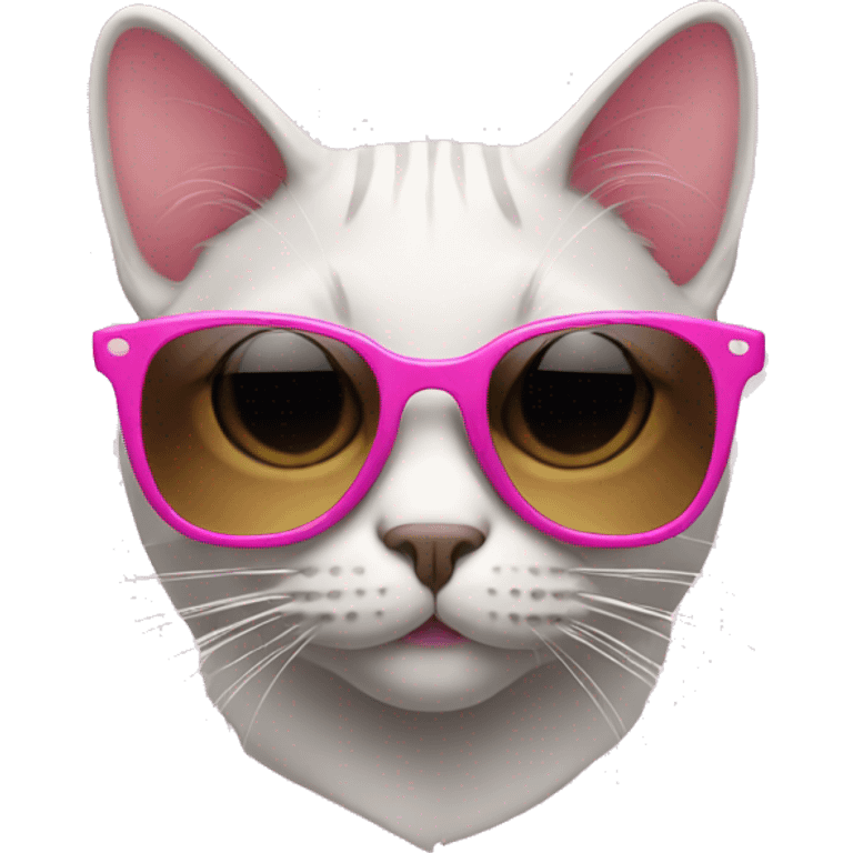 Cat with sunglasses pink emoji