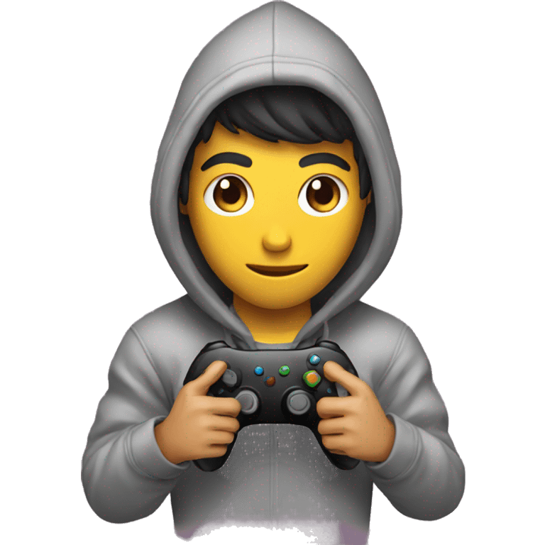 gamer guy with hoodie black and controller emoji