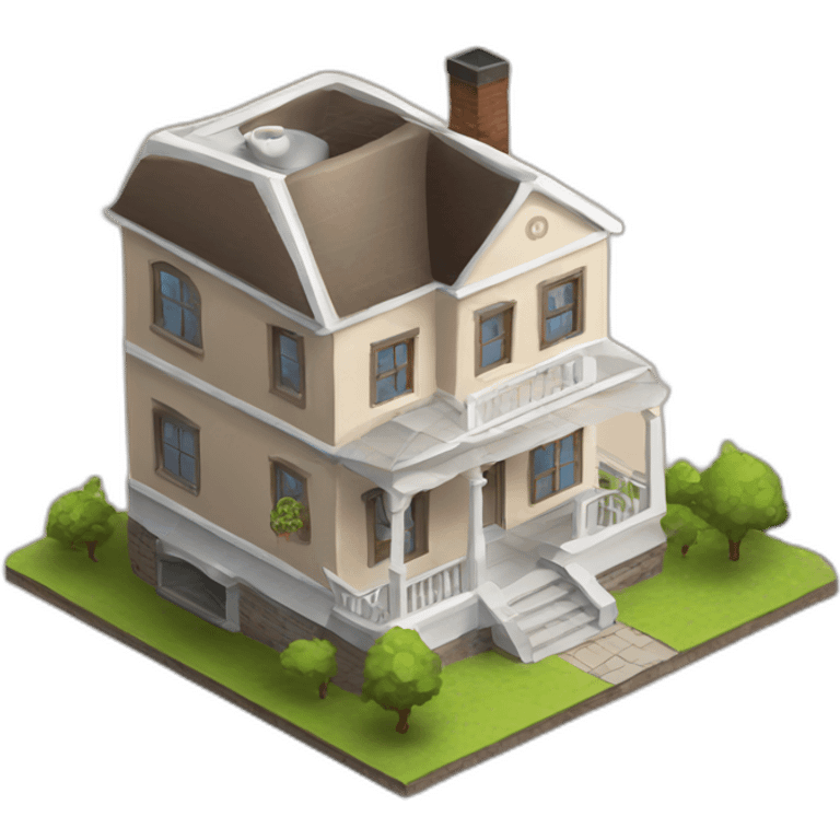 Coffee cup house isometric emoji