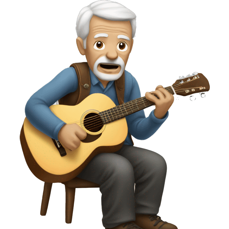 Old Man playing acoustic guitar  emoji