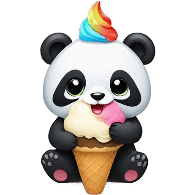 Panda eating ice cream emoji