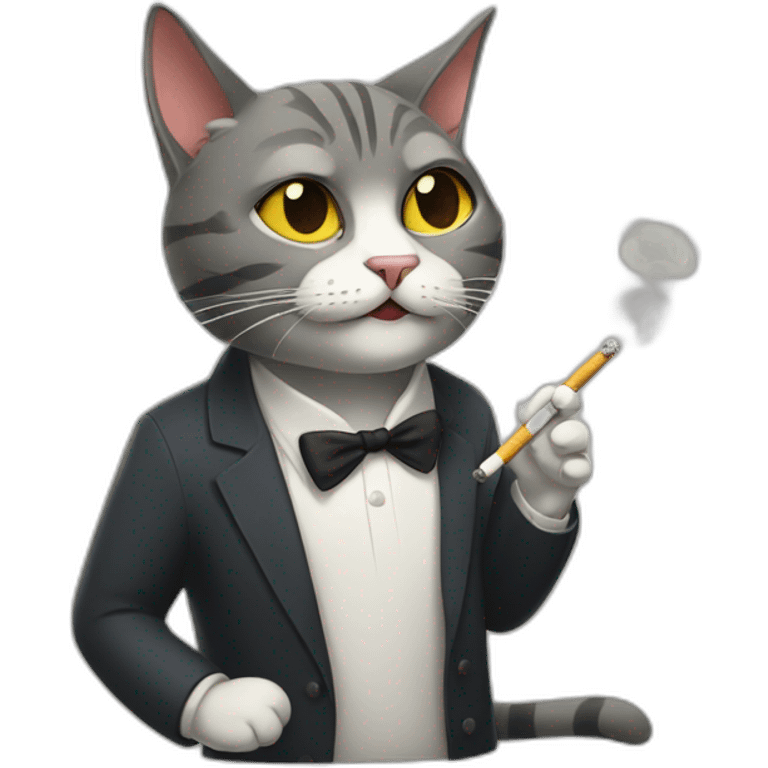 Comic cat with a cigarette emoji