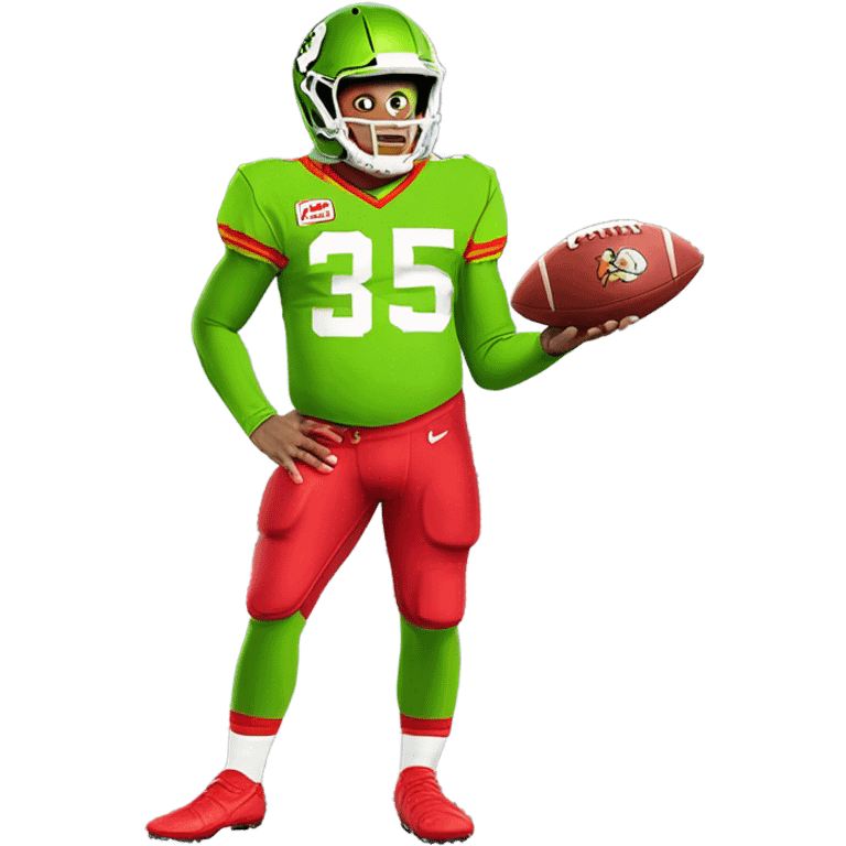 Patrick Mahomes dressed as Kermit the frog emoji