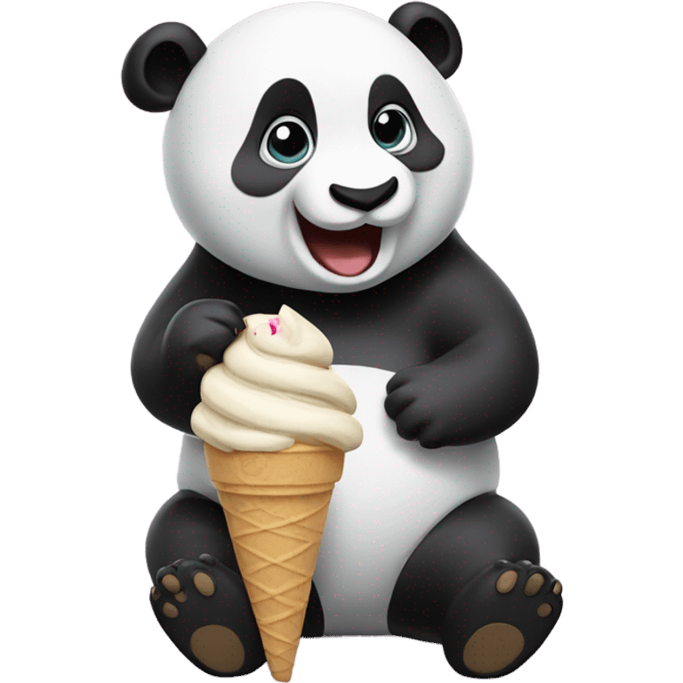 Panda eating ice cream emoji