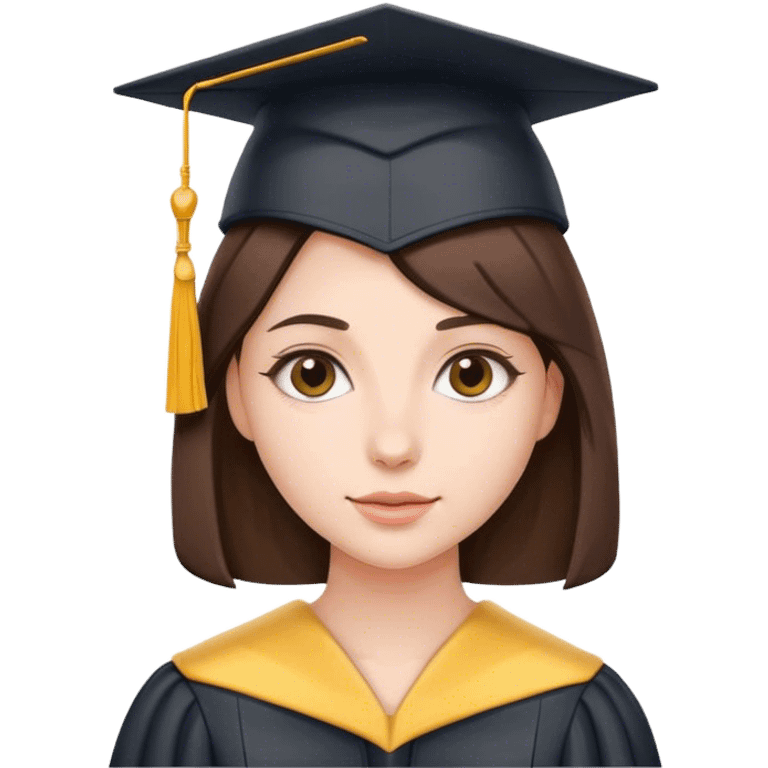 Brunette with graduation cap emoji