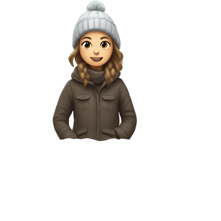 Girl on top of a car on a bridge in the snow emoji