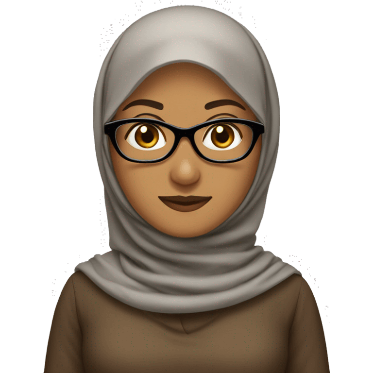 Moslem women teacher with eye glasses and brown hijab emoji