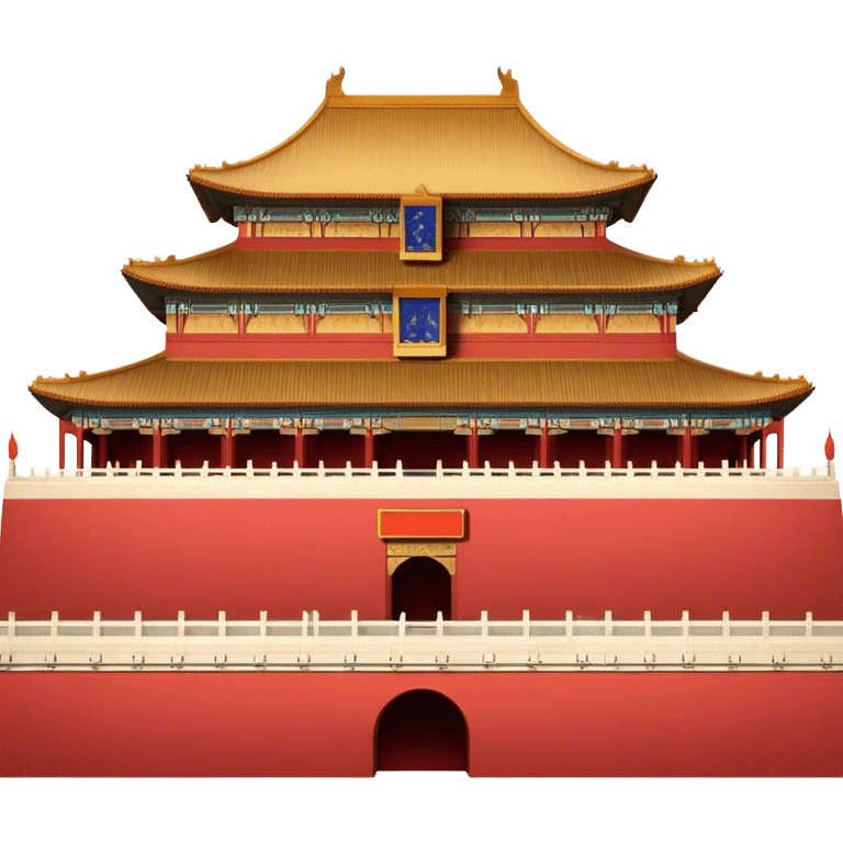 Cinematic Realistic Forbidden City Landmark Emoji, showcasing the imperial palace with iconic red walls and golden roofs rendered with rich textures and regal lighting. emoji