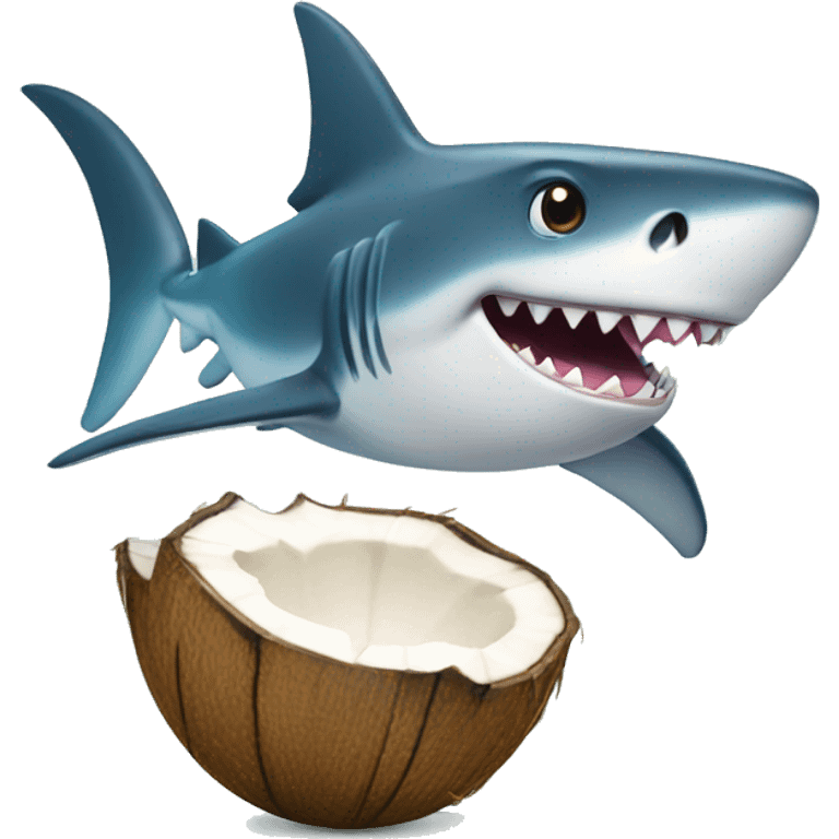 Shark with a coconut emoji